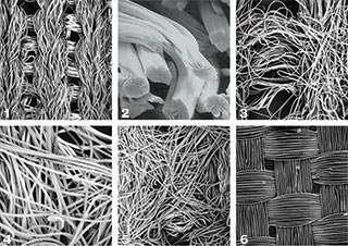 Photos de 1 à 6 : Polyester monofilament tricoté, Microfibres, Polyester / Cellulose non tissé, Polyester non tissé, Polypropylène, Coton tricoté