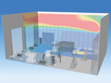 Simulation de l'écoulement et de l'âge de l'air d'une salle propre